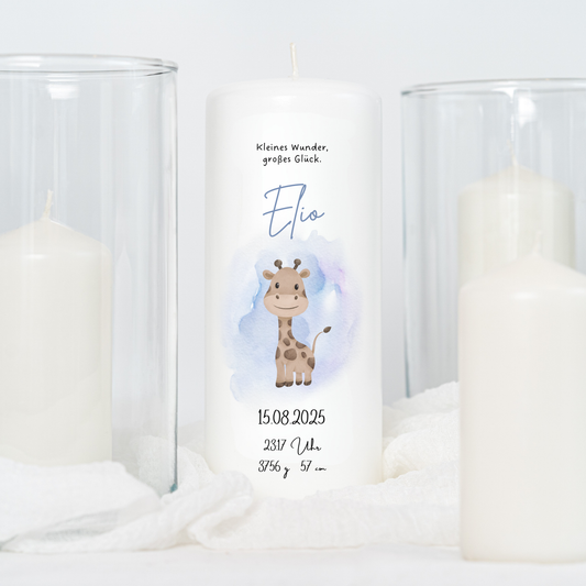 Geburtskerze für Jungen in blau, Kerze zur Geburt, Geschenk zur Geburt Junge