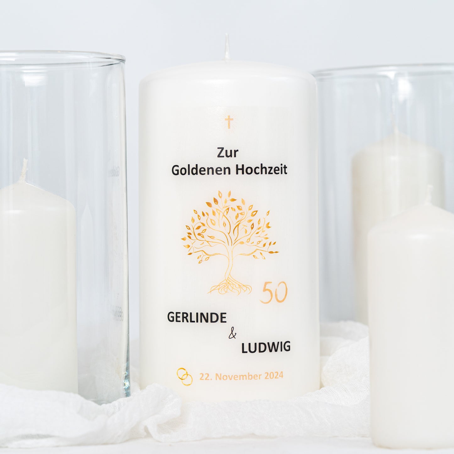 Kerze Goldene Hochzeit Lebensbaum